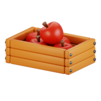3d rendering autumn icon concept. 3d render apple basket icon png