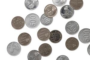 coin pattern spill on table dor background photo