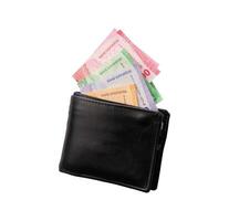 wallet with money pulled out isolated photo