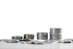 stack of coin on the table border isolated element photo