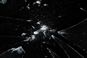 Abstract explosion glass with crack and particle photo