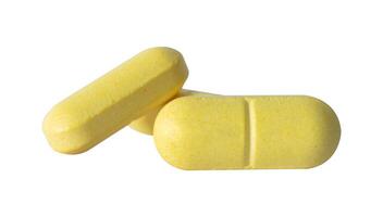 Yellow pill display isolated element photo