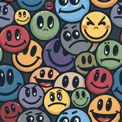 Piled-Up Emoji Pattern with a Variety of Emotions