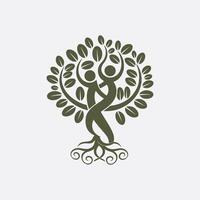 a logo for a tree with two people in it vector