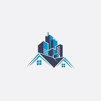 a house with a roof and skyscrapers on it vector