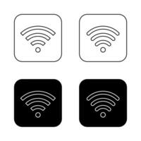 Wifi, wireless network outline icon on black square. Public wi-fi area sign symbol vector