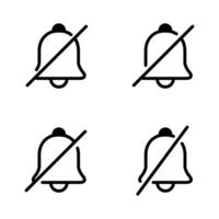Silent bell outline icon set collection. Mute notification sign symbol vector