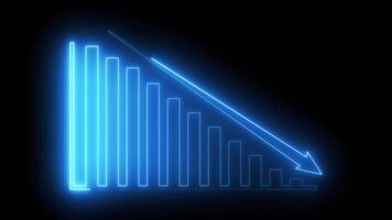 Neon business graph chart icon animation Isolated on Black background video