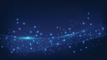 abstract blue graphic lines with glowing light on dark background vector
