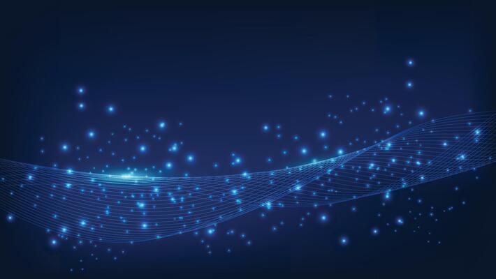 abstract blue graphic lines with glowing light on dark background