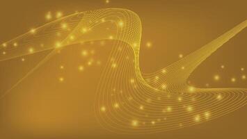 abstract swirl graphic lines on yellow background with glowing light vector