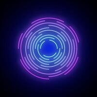 Neon glowing round frame isolated on dark background. vector