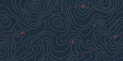 Mountain Topographic Landscape Map with Grid and Lines, Outline Terrain. Banner with geographic land relief. Wavy abstract contour background with cartography texture vector