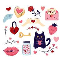 Valentine's Day Square Element Set. Valentine's day Collection element for design on white background. Isolated illustration. vector