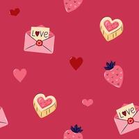 Valentine's Day Seamless pattern with envelopes and love note. Cute background for textiles and packaging. On pink background. illustration. vector