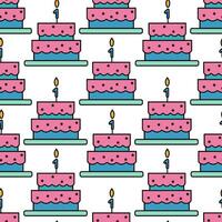 Seamless Birthday Cake Pattern with One Candles and Colorful Design vector