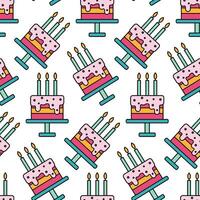 Seamless Birthday Cake Pattern with Three Candles and Colorful Design vector