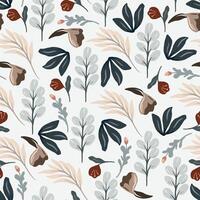 Continuous floral pattern with hand-drawn leaves, perfect for fabrics. vector