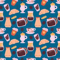 Coffee seamless pattern on a dark background vector