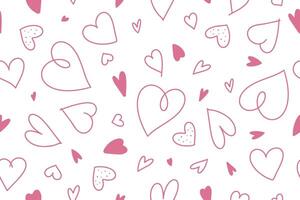 Seamless pattern of hand drawn heart icons. Background for greeting cards design, prints, packaging. Vecto vector