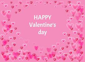Romantic Valentine's Day background featuring shiny pink and soft transparent hearts floating on a gradient pink backdrop with the text Happy Valentine Day. Ideal for holiday-themed designs vector
