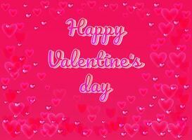 Bright Valentine Day design featuring scattered shiny red and soft transparent hearts floating on a vibrant red background with the text Happy Valentine Day. Perfect for festive posters, cards vector