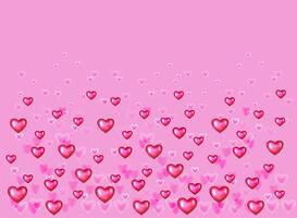 Romantic Valentine Day background featuring shiny pink and soft transparent hearts floating on a gradient pink backdrop with the copy text. Ideal for holiday themed designs, greeting cards vector