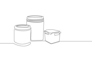 Hand-drawn food container continuous line drawing. Food container outline isolated on white background vector