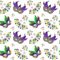 seamless pattern with variety of ornate carnival mask Playful combination creates lively festive atmosphere perfect for masquerade themed design Cute background for print wrapping paper textile vector