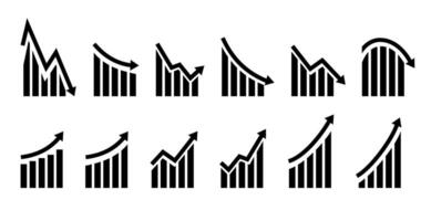 Growth icon. Graph or diagram with arrow going up and down. vector