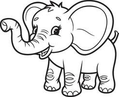 A line drawing of a happy elephant vector