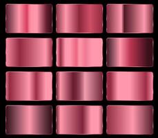 Rose gold foil gradient textures set. Pink metallic gradient illustration gradient collection for backgrounds vector