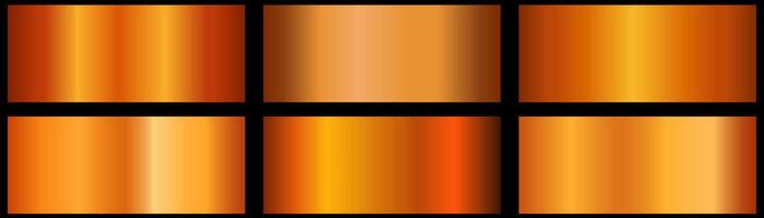 colorful set of gradients. orange metal gradient. Metallic gradient effects for designing texts and bulletin boards, infographics. illustration. vector