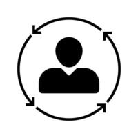 user account with circling arrow icon vector