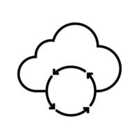virtual storage cloud with circle arrow icon vector