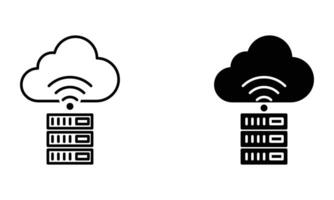Cloud computing server with wireless transfer technology icon vector