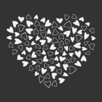 Outline and fill Heart shape hearts. St Valentines Day or White Day greeting background texture idea. Isolated illustration Thematic cards or web promo banner, leaflets, print materials or tags vector