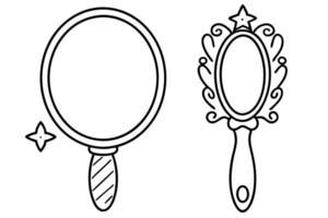 A Two decorative mirrors, one simple and one ornate, perfect for coloring books. vector