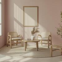 modern living room with emtry frame photo