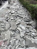 many scrap of bricks for footparth photo