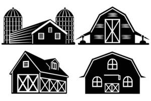 A Silhouettes of Rustic Farm Barns vector