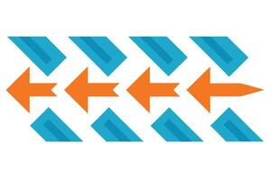 A pattern of orange and navy blue right-pointing arrows. vector