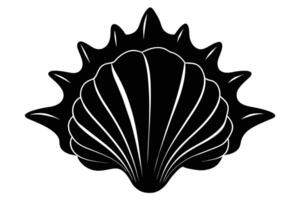 White Silhouette of a Scallop Shell vector