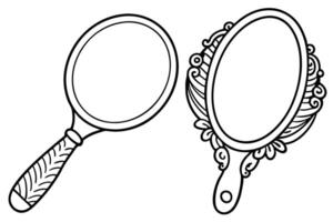 Two decorative mirrors, one simple and one ornate, perfect for coloring books. vector