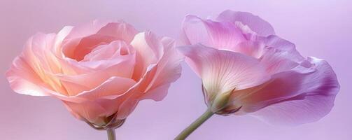 Close-up of delicate pink roses on a soft pastel background. Nature and beauty concept photo