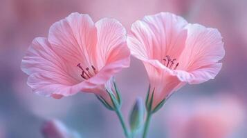Delicate pink flowers with soft focus and blurred background, nature beauty and serenity concept photo