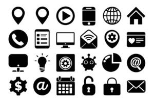 Black and white technology and communication icons vector