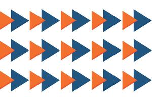 Pattern of orange and navy right-pointing arrows. vector