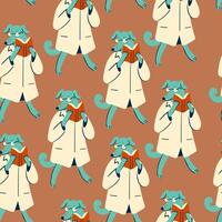 seamless pattern with dog as a doctor with book vector