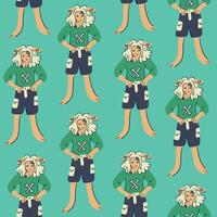 seamless pattern with dog hipster vector